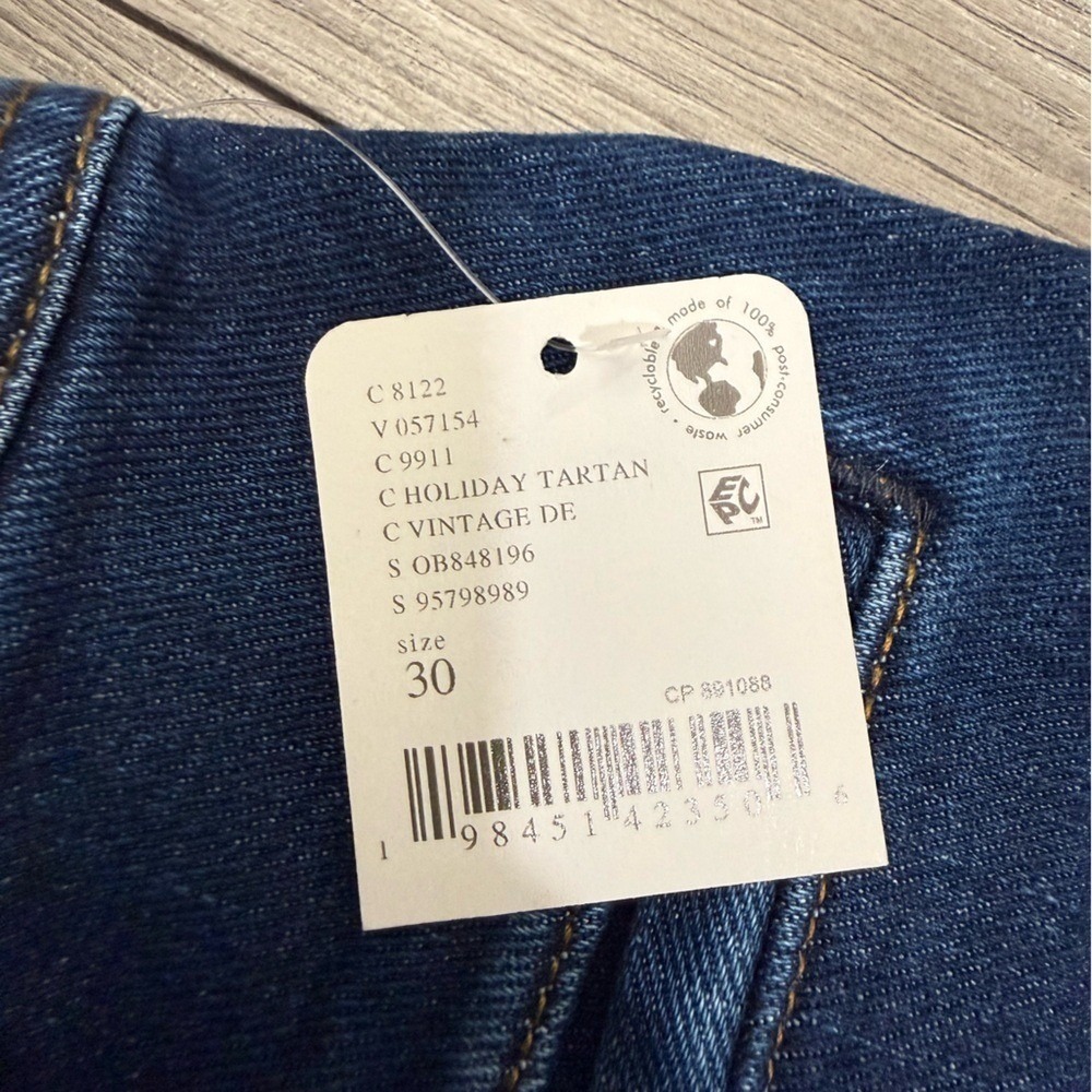 NWT Free People Firecracker Jeans Holiday Tartan Stars Blue Plaid Size 30 - Picture 11 of 13